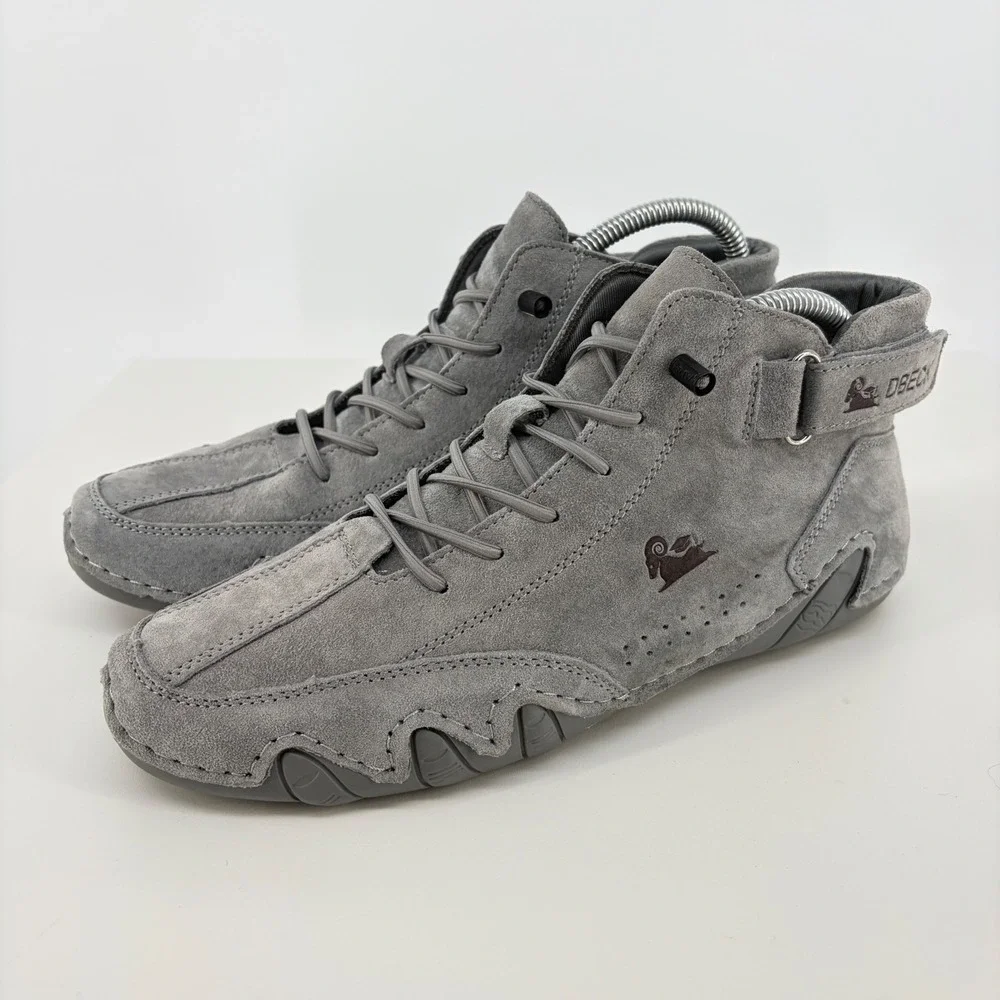 DBECK Waterproof Hiking Shoe Unisex Mens 6.5 Womens 8 Grey Suede Gorpcore Trail